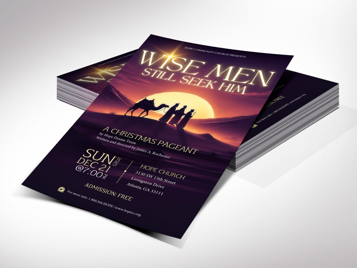 Wise Men Christmas Flyer Template | Purple Gold Canva Design | Church Cantata Invitation (Digital Download)