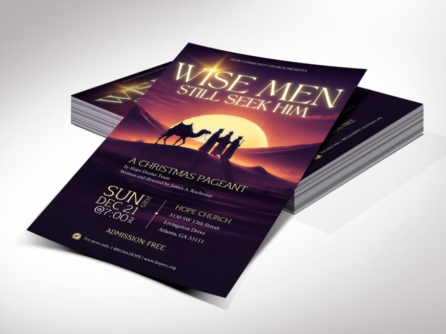 Wise Men Christmas Flyer Template | Purple Gold Canva Design | Church Cantata Invitation (Digital Download)