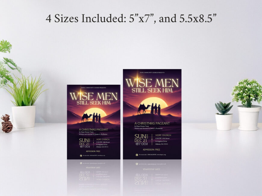 Purple Wise Men Christmas Flyer Template