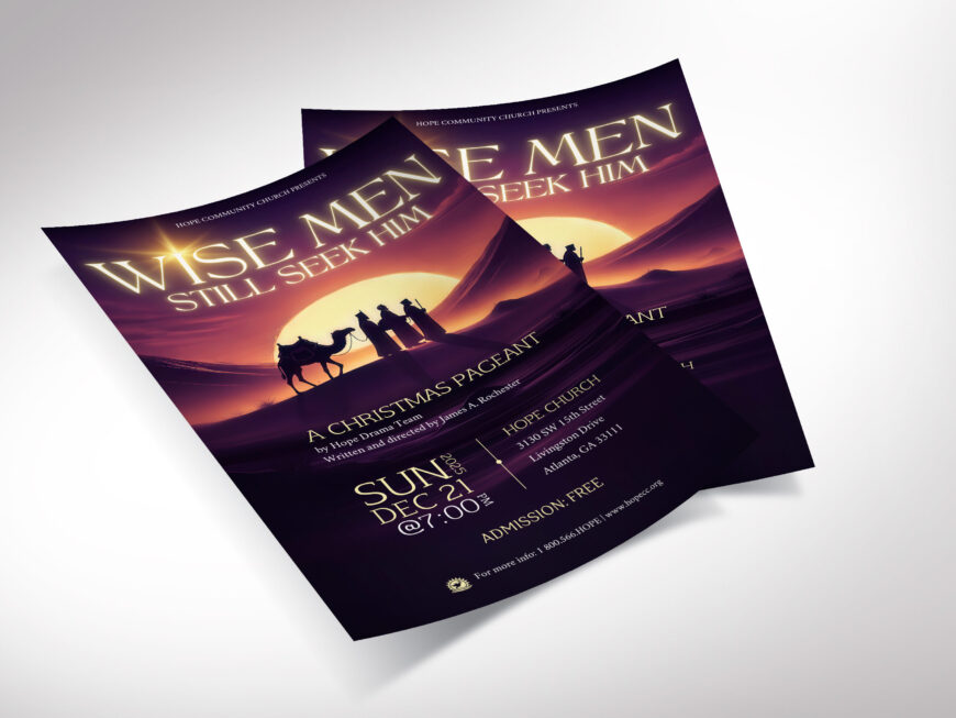 Purple Wise Men Christmas Flyer Template