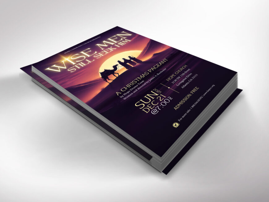 Purple Wise Men Christmas Flyer Template