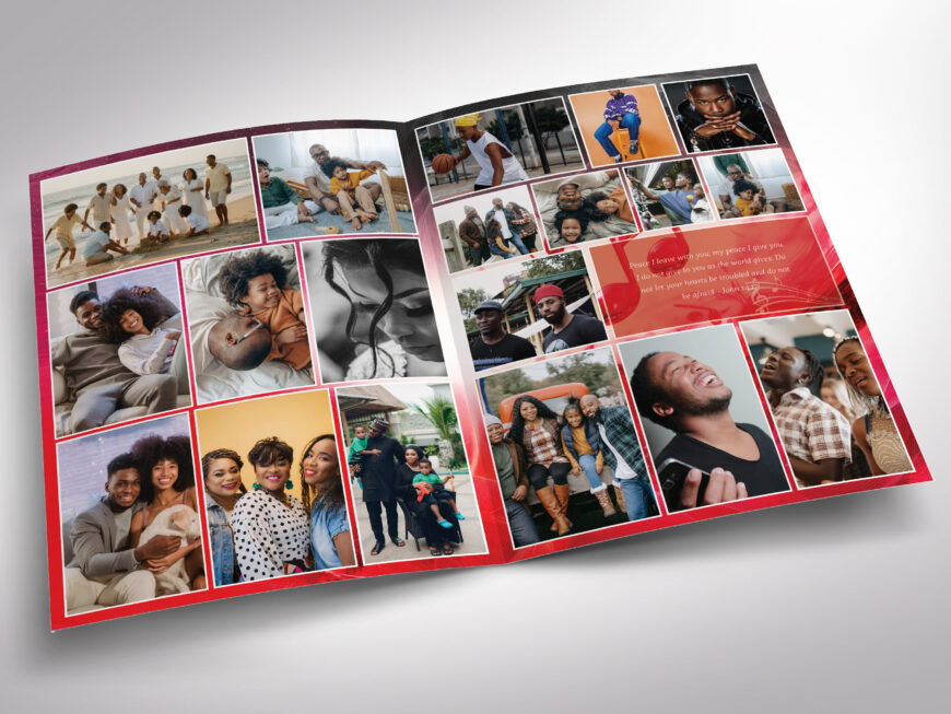 Red Musical Funeral Program Template