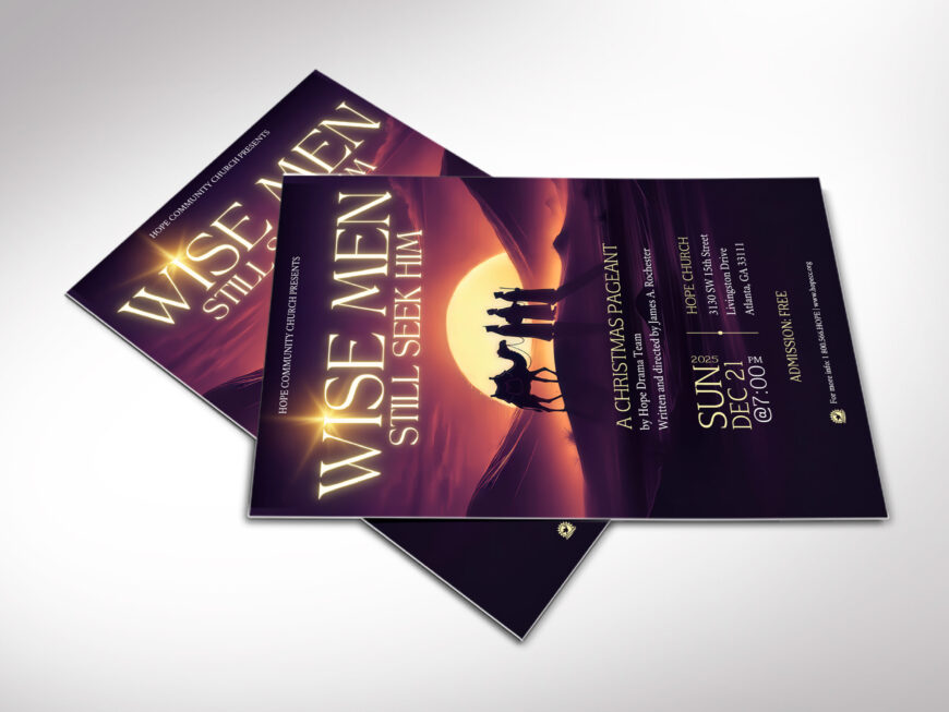 Purple Wise Men Christmas Flyer Template