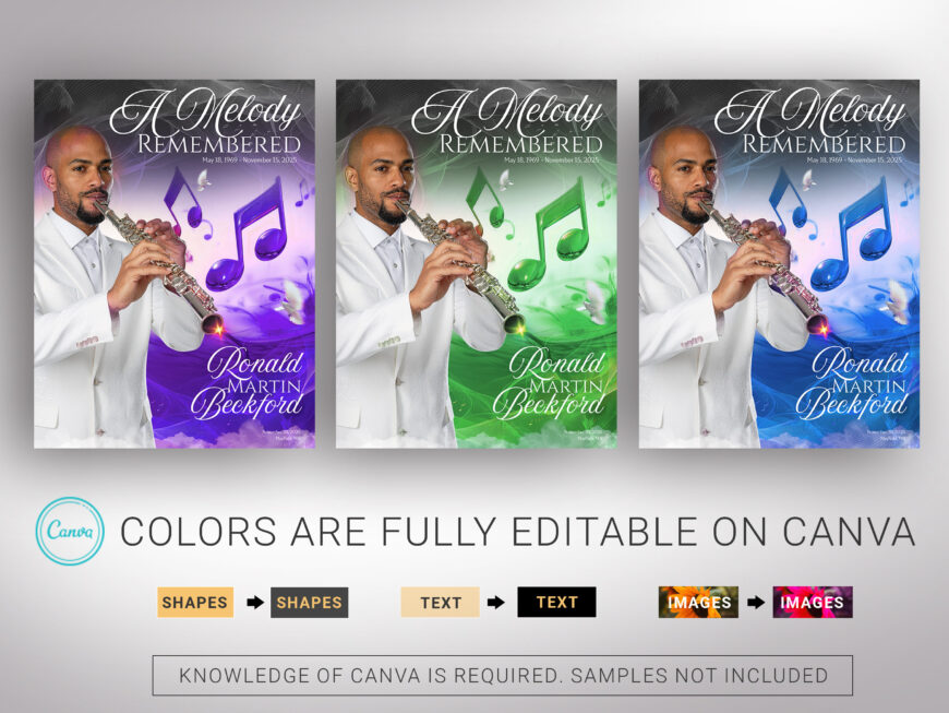 Red Musical Funeral Program Template