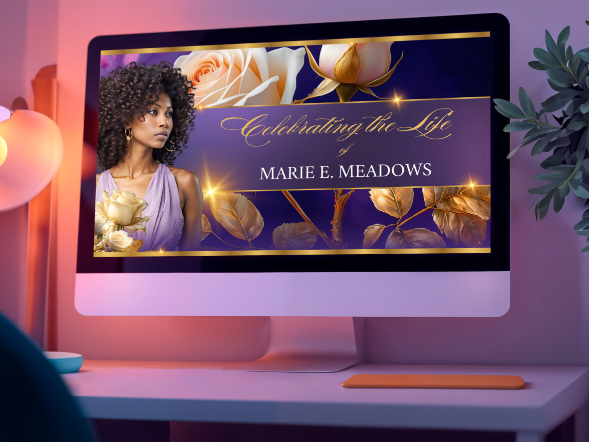 Purple & Rose Funeral Slideshow Template Canva Memorial Video 32 Slide Celebration of Life MP4