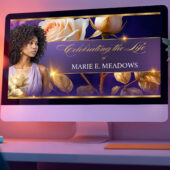 Purple & Rose Funeral Slideshow Template Canva