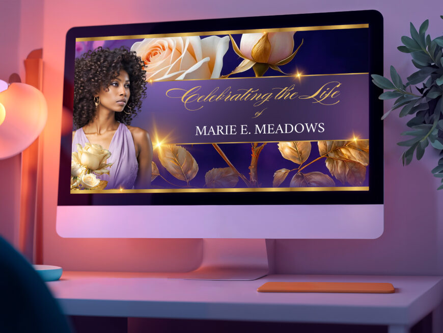 Purple & Rose Funeral Slideshow Template Canva Memorial Video 32 Slide Celebration of Life MP4