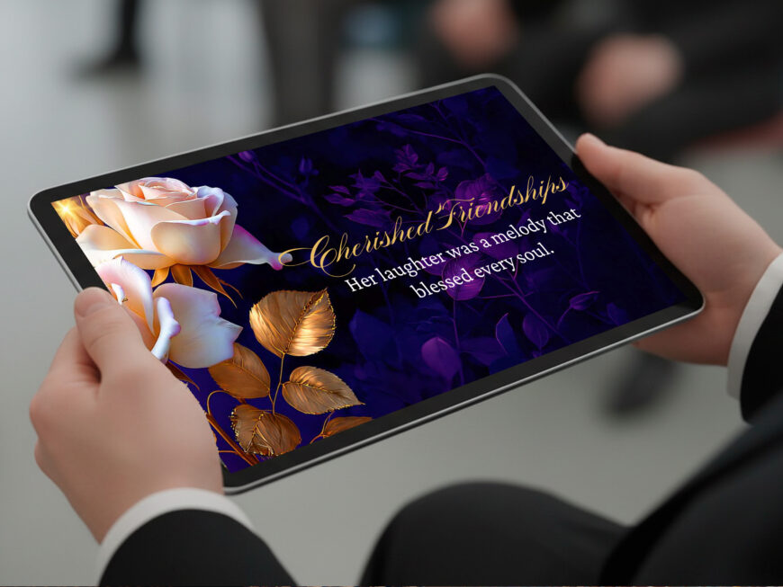 Purple & Rose Funeral Slideshow Template Canva
