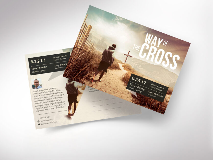 Cross Way Easter Postcard Template for Canva Design (Canva, Digital Download)