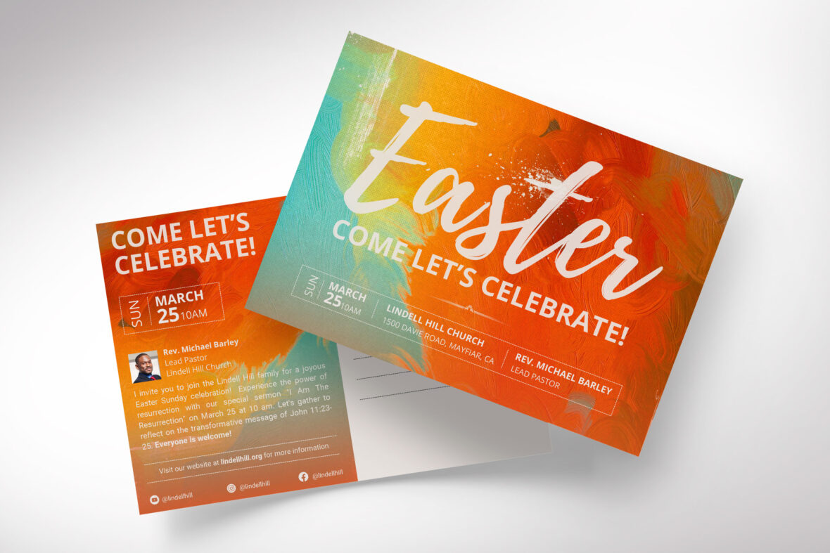 Easter Sunday Church Postcard Template: Editable Invitation (Canva, Digital Download)