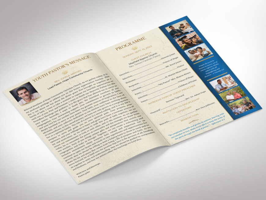 Blue Gold Church Souvenir Book Template | Small