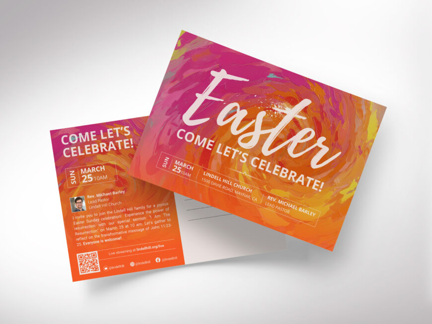 Easter Sunday Church Postcard Template: Editable Invitation (Canva, Digital Download)