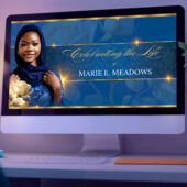 Blue & Rose Funeral Slideshow Template Canva