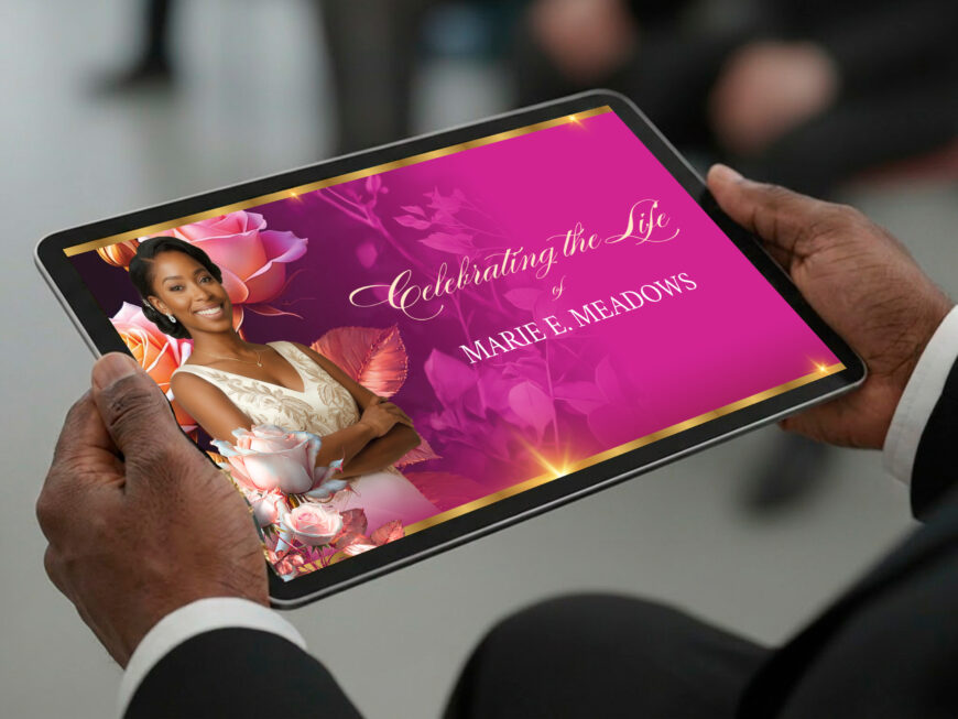 Pink & Rose Funeral Slideshow Template Canva