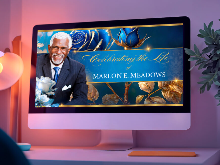 Honor your loved one’s memory with the Blue Rose Funeral Slideshow Template, a beautifully designed Canva memorial video in Full HD (1920x1080)