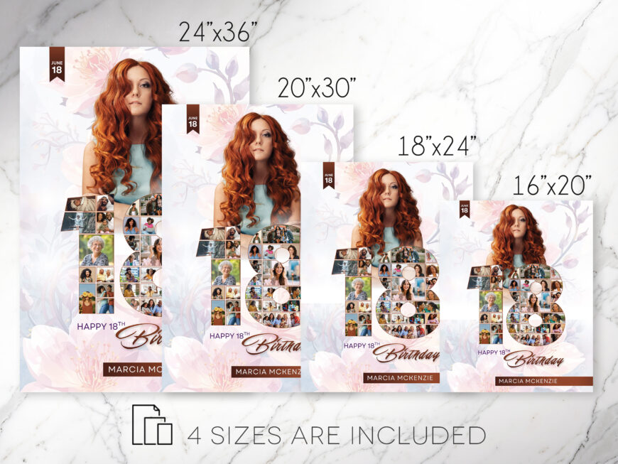 18th Birthday Photo Collage Template Floral