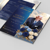 Blue Rose Funeral Program Canva Template