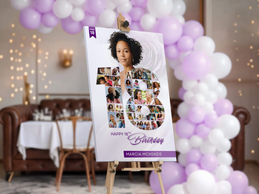 18th Birthday Photo Collage Poster Canva Template