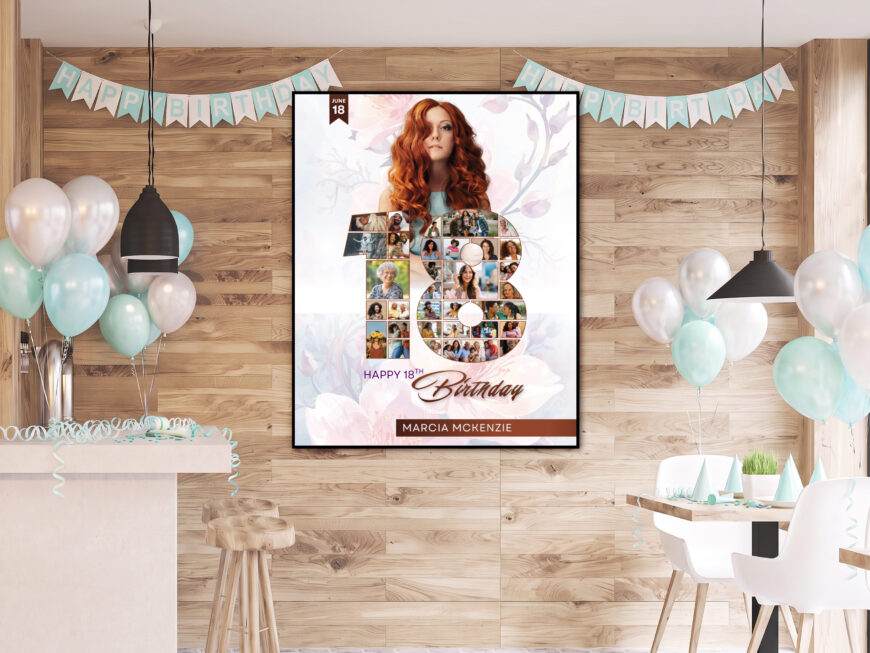 18th Birthday Photo Collage Template Floral